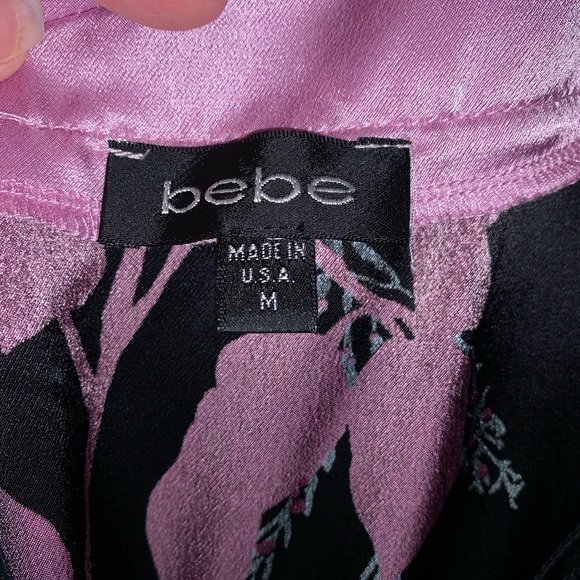 Bebe Asymmetrical Black Floral Dress M - Picture 6 of 14